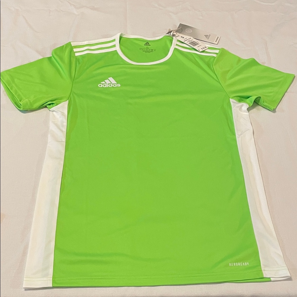 Adidas Lime Green and White Performance Tee